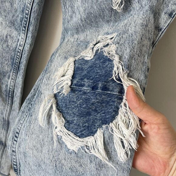 Free People We The Free Straight Leg Denim Jeans Blue Distressed Women's Size 28 - Picture 7 of 13